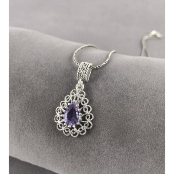 925 Sterling Silver Turkish Filigree Necklace for Women, NEW,HandmadeGift - Picture 4 of 6